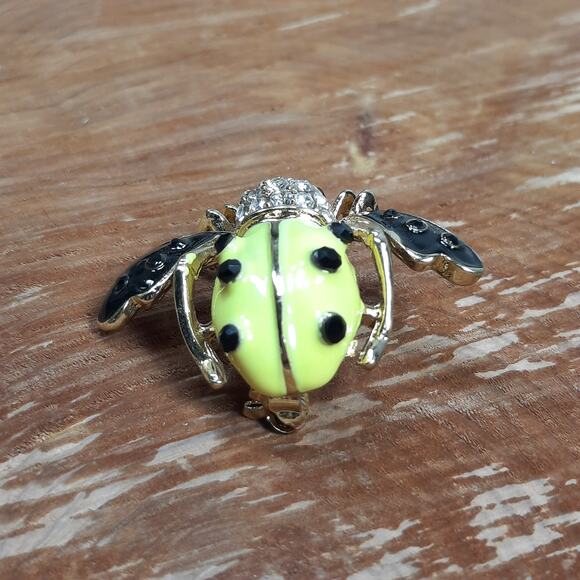 Whimsical‎ Bumble Bee Pin Brooch Gold Tone Yellow Blue Black - Picture 3 of 7